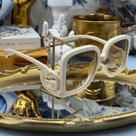 🆕 GUCCI 🧿 NWOT GG1326S 002 Ivory Oversized Square Sunglass, Brown Gradient - Picture 12 of 16